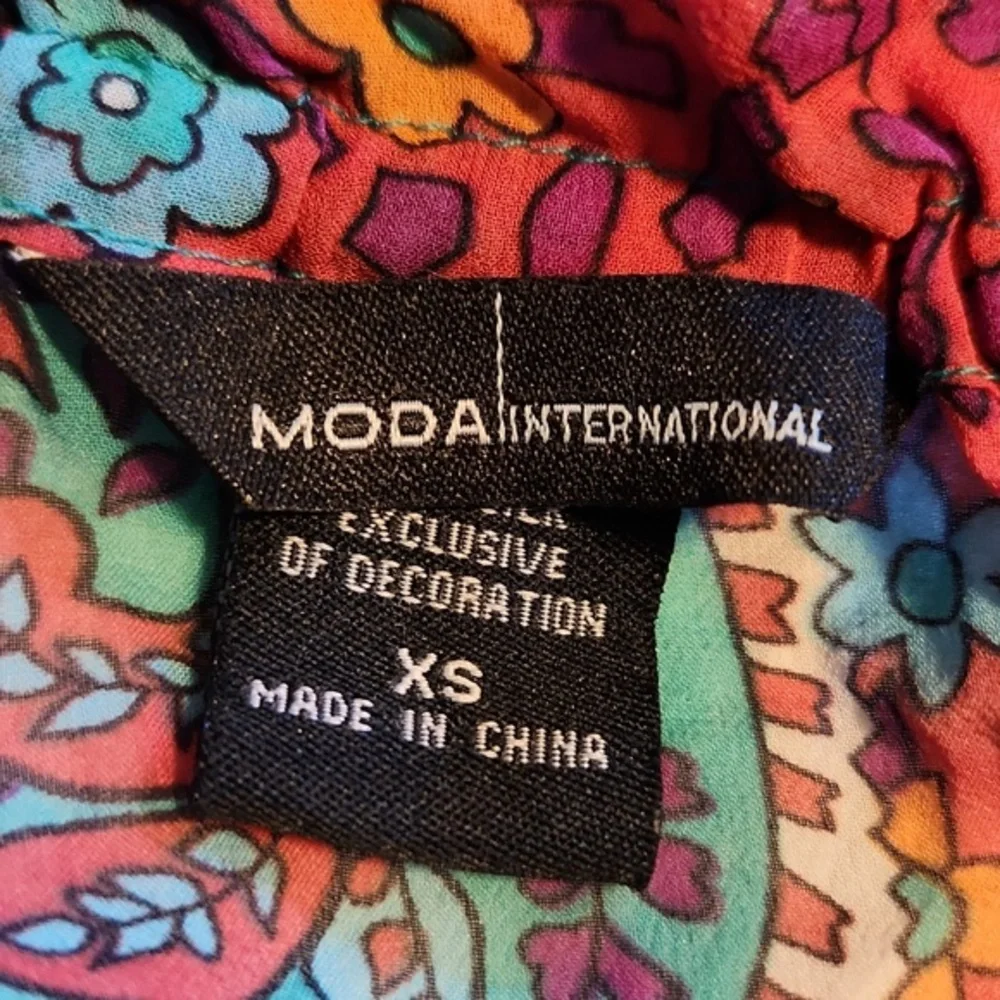Moda International 100% Silk Beaded Sequined Peasant Blouse Size XS - Picture 11 of 13